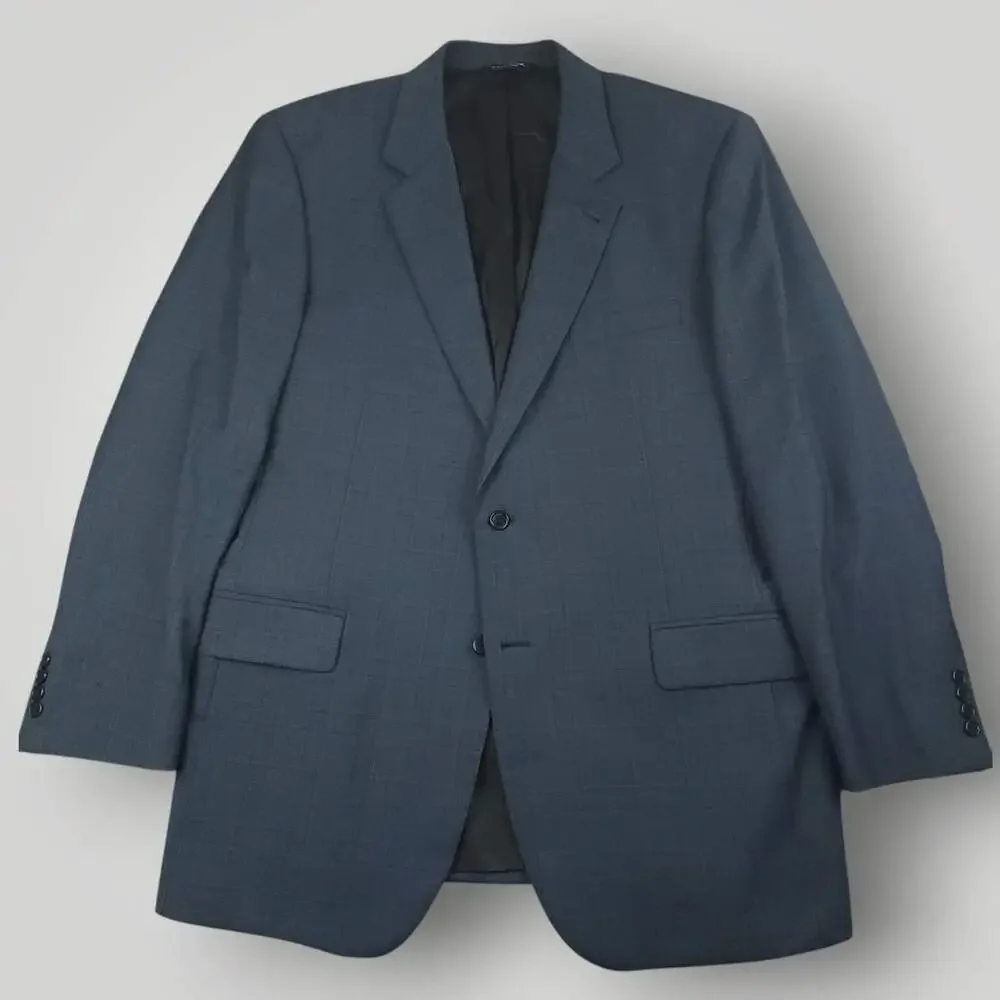 Jos A Bank Suit Mens 46L/41R Wool Classic Fit Wool Prince of Wales Check Blue